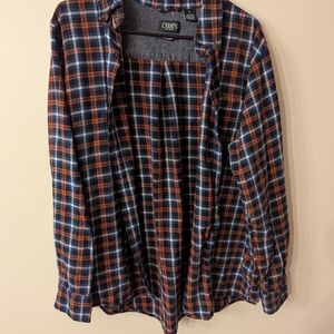 Chaps Men's Plaid Shirt Jacket in Blue and Orange XL. Pre Owned